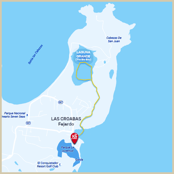 Fajardo Bio Bay Kayak Tour route map